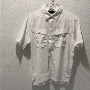 Under Armour Men's Casual Fishing White Button Down Shirt